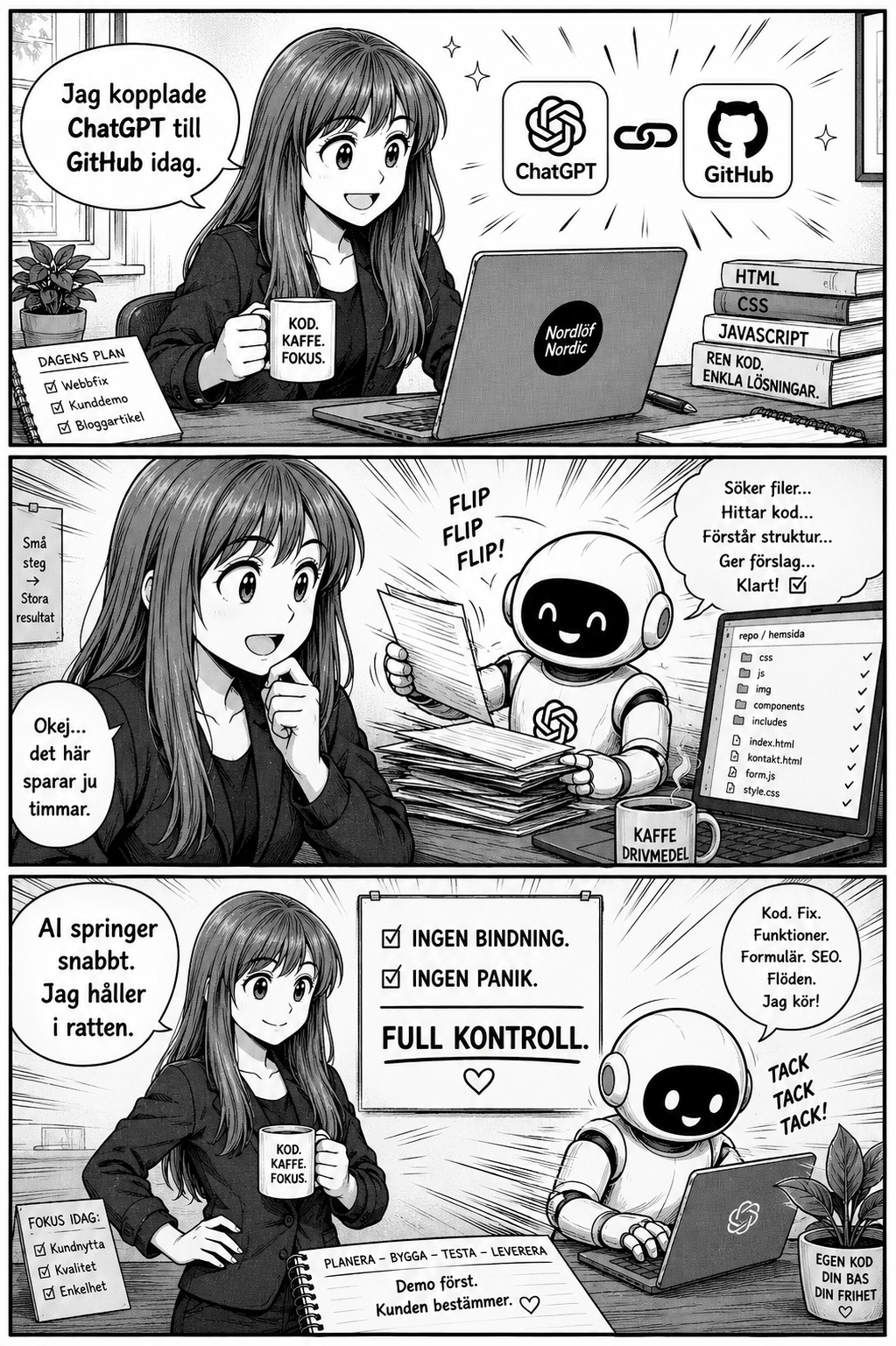 Manga om att koppla ChatGPT till GitHub och göra webbutvecklingen snabbare med fortsatt kontroll