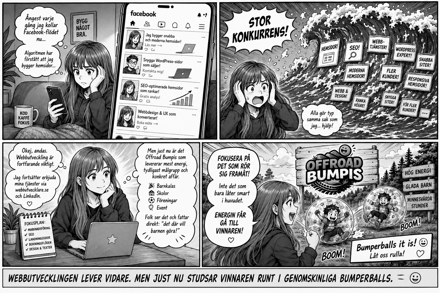 Manga om att välja Offroad Bumpis som huvudfokus medan webbutveckling och Safe Standard blir verktyg i projektet